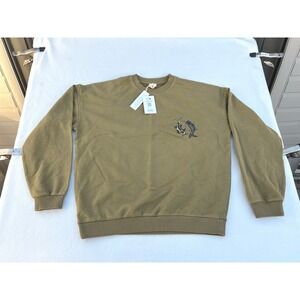 Lucy & Yak Sutton Sweatshirt Organic Cotton Koi Fish Khaki Green Size S